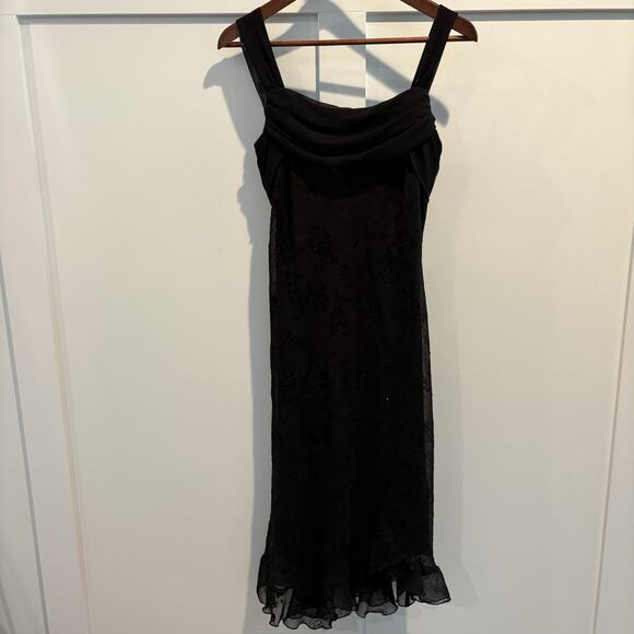 Vintage Dress 6 Black Midi 90s Y2K Whimsigoth Glitter Sparkle Witchy Romantic
